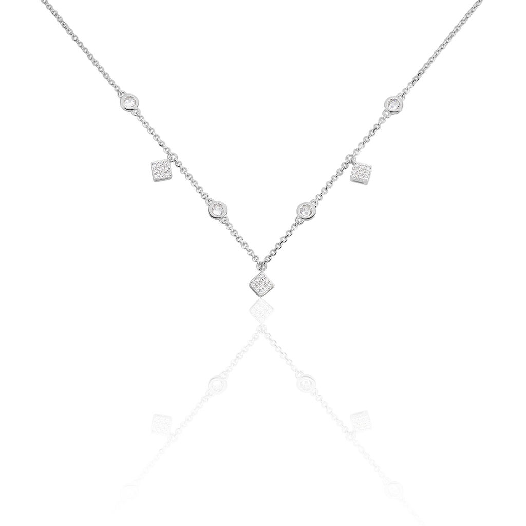 Damen Collier Silber 925 Zirkonia Wei&szlig; 1,24 ct Viereck