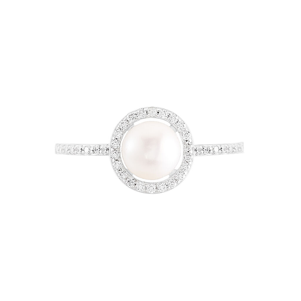 Bague Suada Argent Blanc Perle De Culture Et Oxyde De Zirconium - Spannringe Damen | OROVIVO