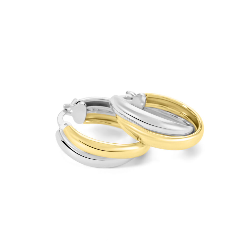 ELKE Damen Creolen Silber Bicolor Gelb/Silber 925