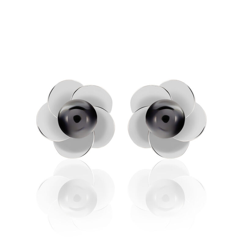 Boucles D'oreilles Puces Laurelina Argent Blanc Céramique - Spannringe Damen | OROVIVO