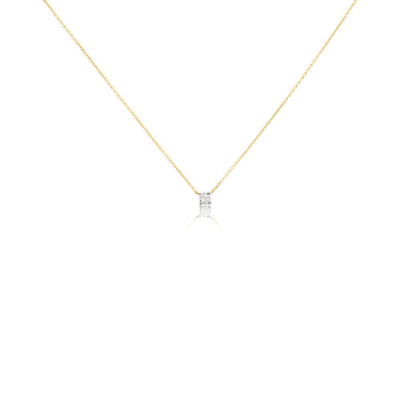 Damen Collier Gold 375 Diamant 0,07ct Viereck Illusion Pastille - Halsketten Damen | OROVIVO