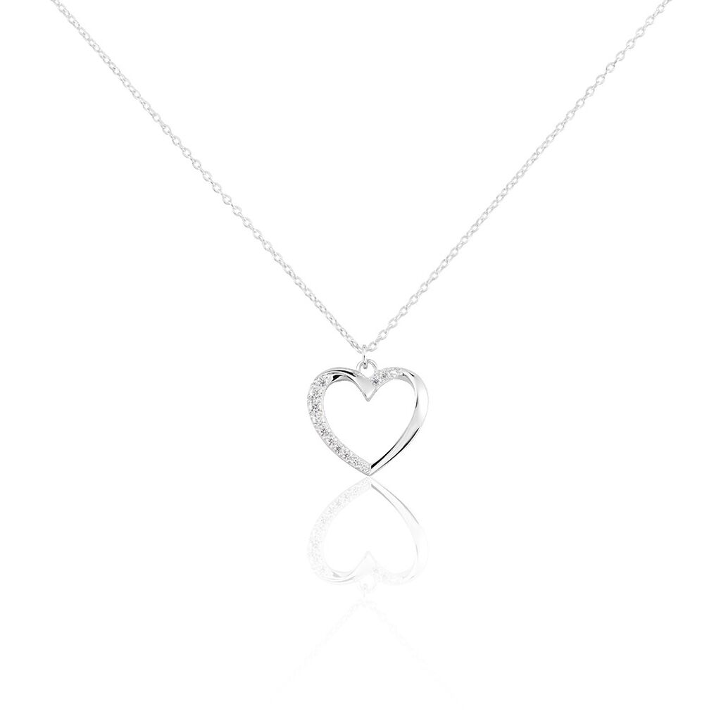 🦚 ASHLEY HERZ Damen Collier Silber 925 Zirkonia Weiß 0,02 ct Herz B 1,2 mm, Collier mit Stein 🦚 ASHLEY HERZ Damen Collier Silber 925 Zirkonia Weiß 0,02 ct Herz B 1,2 mm, Collier mit Stein