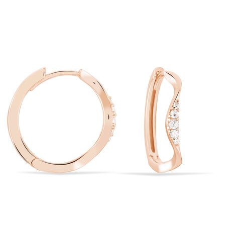 WAVE Damen Creolen Silber rosevergoldet 925 Zirkonia Wei&szlig; - Creolen  | OROVIVO
