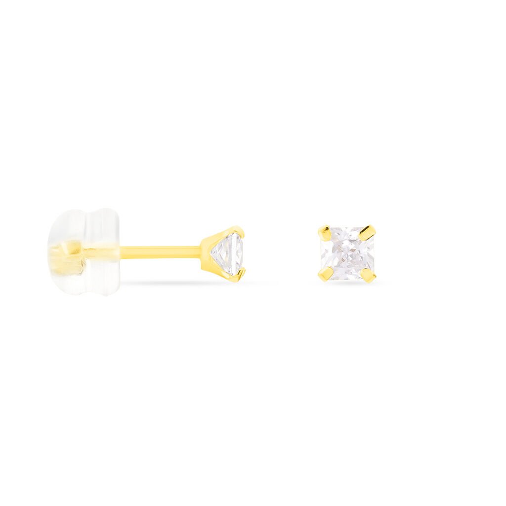 RAFAELA Damen Ohrstecker Gold 375 (9 Karat) Zirkonia Wei&szlig; 1,63 ct Viereck