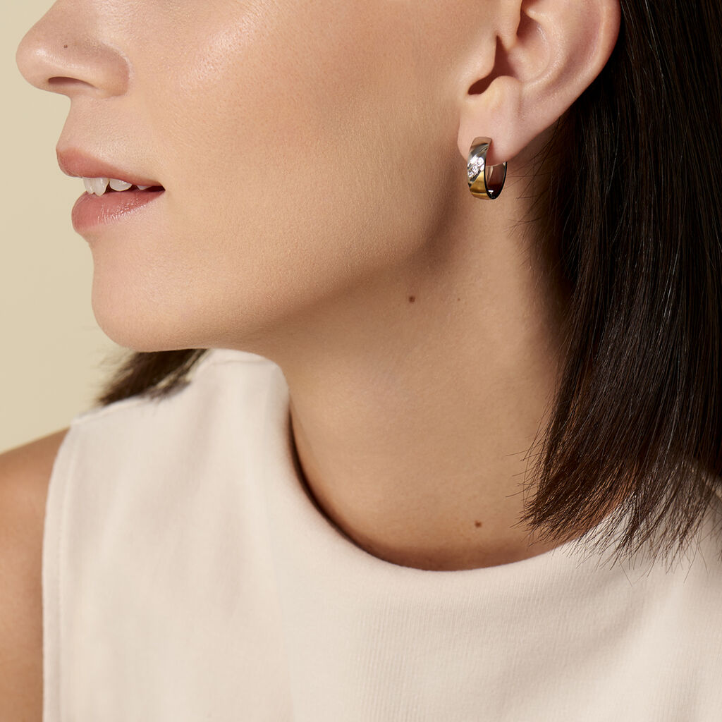 Damen Creolen Titan Bicolor Zirkonia - Creolen Damen | OROVIVO