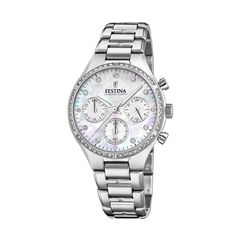 Festina orologio cronografo in acciaio silver con quadrante in madreperla - Spannringe Damen | OROVIVO