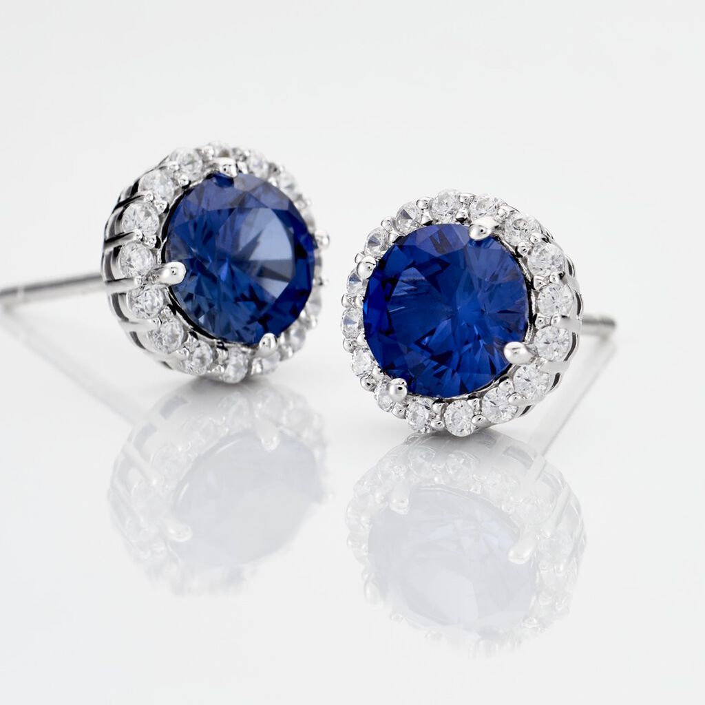 CAMILLA Damen Ohrstecker Silber 925 Andere Steine Blau 1,91 ct Kreis