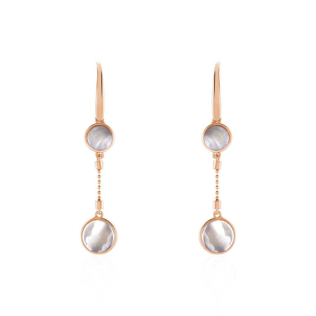 JARAA Damen Ohrringe Lang Silber rosevergoldet 925 Perlmutt Perlmutt Kreis - Ohrhänger Damen | OROVIVO