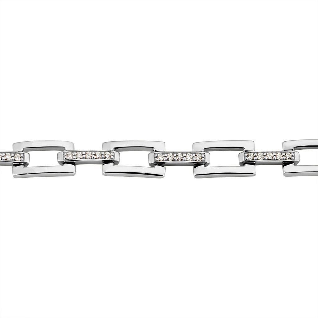 BE SQUARE Damen Armband Silber 925 Zirkonia Wei&szlig; Rechteckig