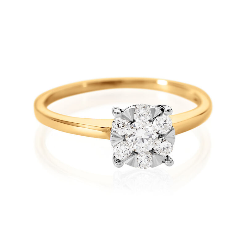 PETALI Damen Ring Gold 585 (14 Karat) Diamant Wei&szlig; 0,11 ct Kreis - Solit&auml;rringe Damen | OROVIVO