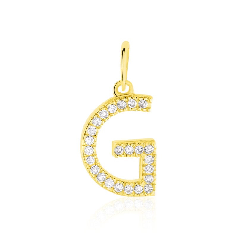 Anhänger Gold 375 Zirkonia Buchstabe G - Schmuckanhänger Familie | OROVIVO