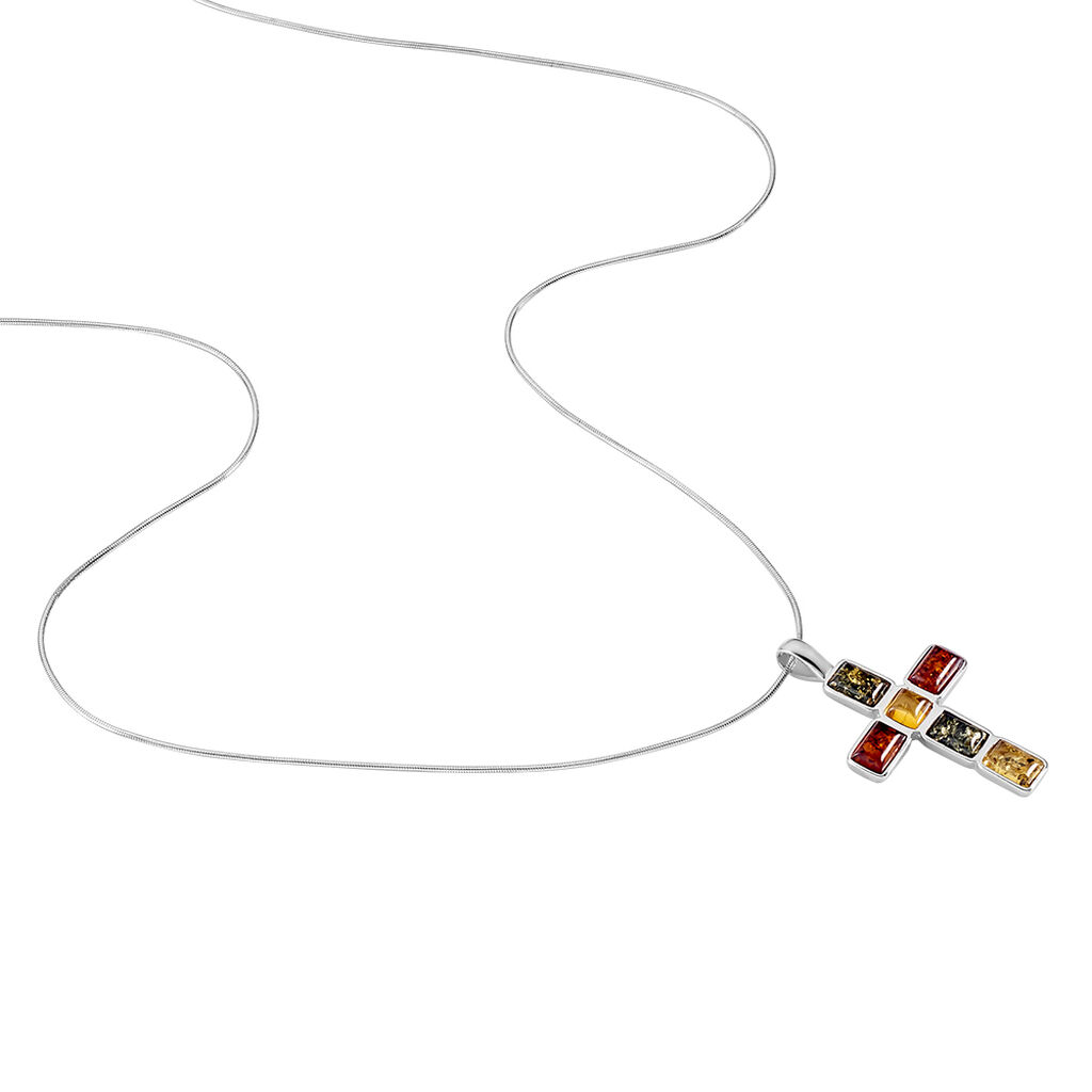 Collier Argent Croix Ambres - Spannringe Damen | OROVIVO