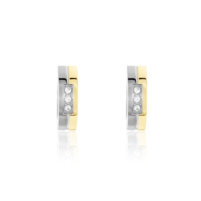 Damen Creolen Titan Bicolor Gelb/Silber Zirkonia Ariella  - Creolen Damen | OROVIVO