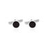 Herren Manschettenknöpfe Silber Silber 925 Halbrund Schwarz Geometrisch Liam 18,5cm