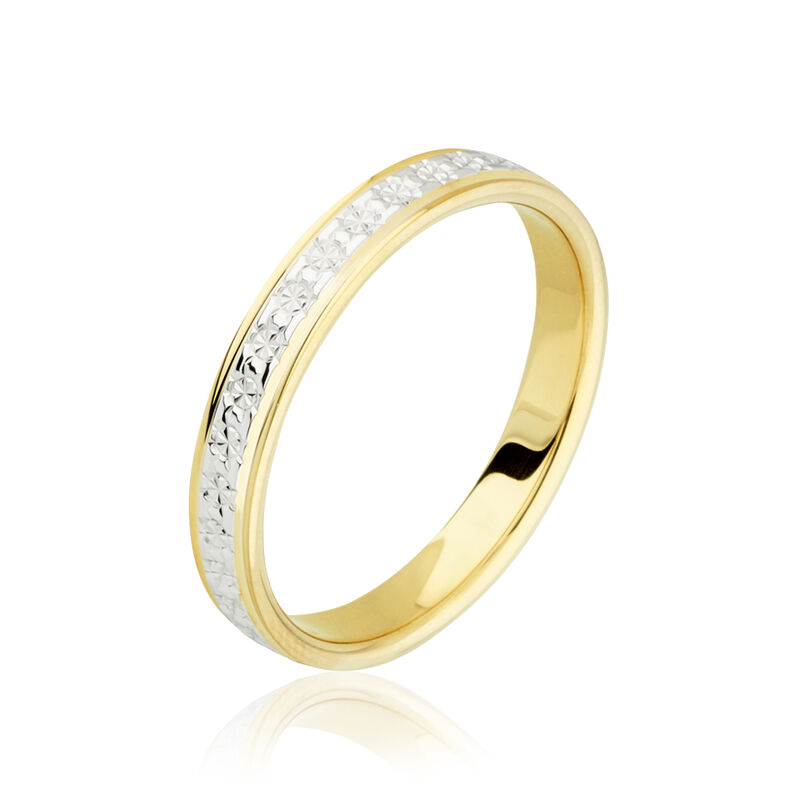 Alliance Grain De Folie Diamantee Ruban Plat Or Bicolore - Spannringe Unisex | OROVIVO