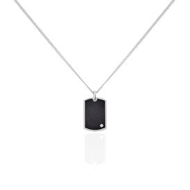 Herren Halskette Silber 925 Schwarz Dog Tag Gravur - Ketten mit Stein Herren | OROVIVO