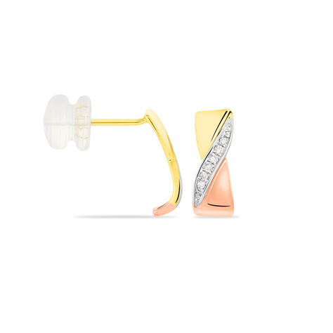 Damen Ohrstecker Gold 375 Tricolor Diamant 0,048ct - Creolen Damen | OROVIVO