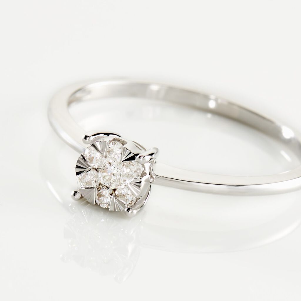 Damen Ring Weißgold 585 Rund Weiß Natur Petali - Ringe mit Stein Damen | OROVIVO