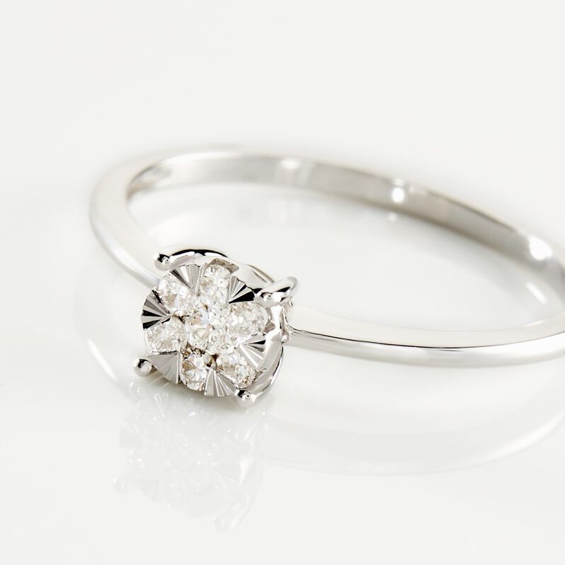Damen Ring Weißgold 585 Rund Weiß Natur Petali - Ringe mit Stein Damen | OROVIVO