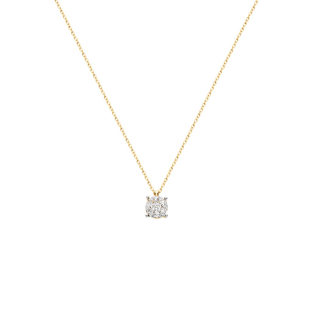 PETALI Damen Collier Gold 585 (14 Karat) Diamant Weiß 0,120 ct Kreis - Halsketten Damen | OROVIVO