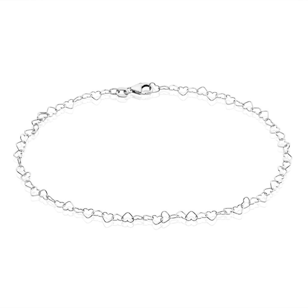 Damen Fu&szlig;kette Silber 925 Herz B 3,6 mm
