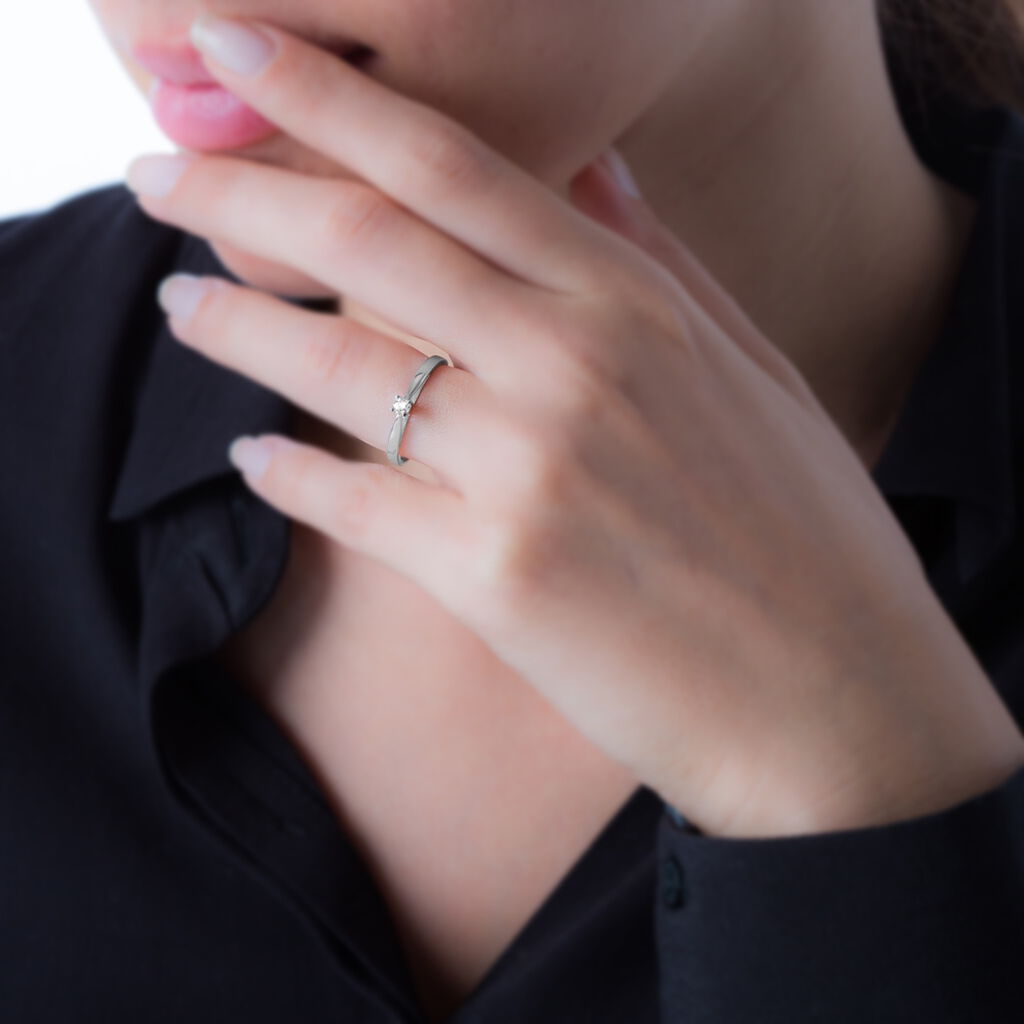 Bague Solitaire Morrigane Or Blanc Diamant - Spannringe Damen | OROVIVO