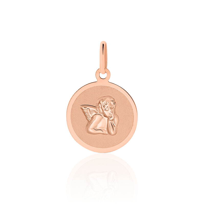 Medaille Or Rose Ronde Satinee Ange Pm - Spannringe Familie | OROVIVO