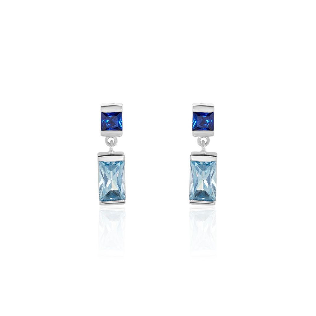 Damen Ohrringe Lang Silber Silber 925 Zirkonia Himmelblau Veronika , Ohrringe Lang mit Stein