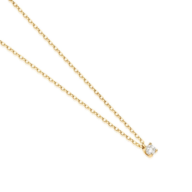 VICTORIA Damen Collier Gold 585 (14 Karat) Diamant Wei&szlig; 0,060 ct - Halsketten Damen | OROVIVO