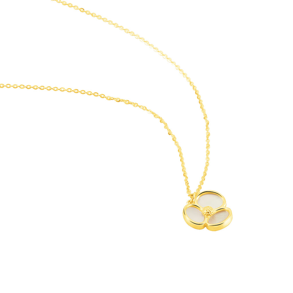 BLUME Damen Collier Gold 375 (9 Karat) Perlmutt Perlmutt 0,17 ct Blume
