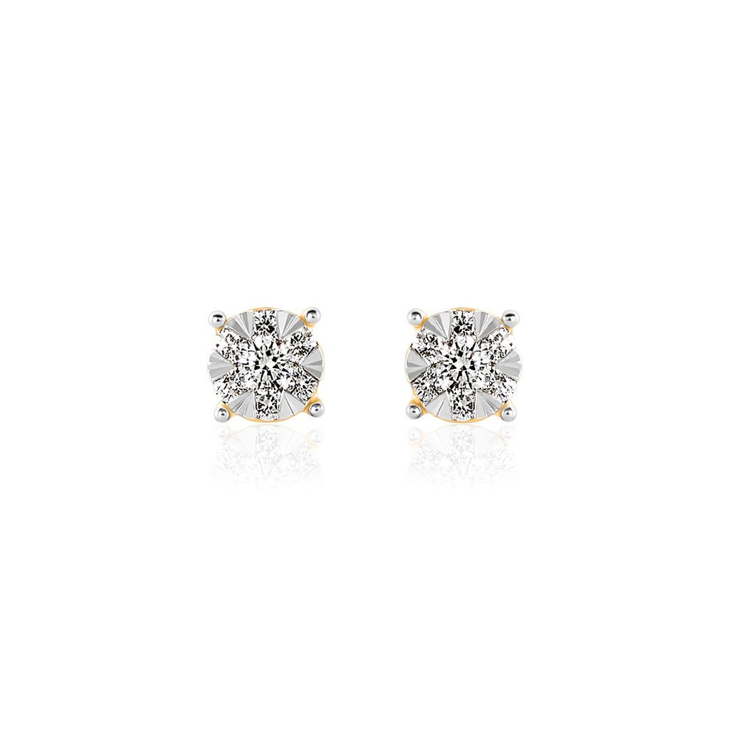 PETALI Damen Ohrstecker Gold 585 (14 Karat) Diamant Weiß 0,1 ct Kreis - Ohrstecker Damen | OROVIVO