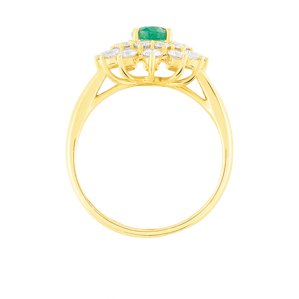 Bague Ivan Or Jaune Emeraude Et Diamant - Spannringe Damen | OROVIVO
