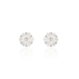 Damen Ohrstecker Weißgold 375 Diamanten 0,14ct 5mm - Ohrstecker Damen | OROVIVO