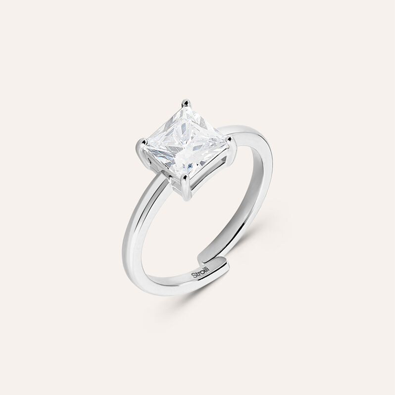 Anello Solitario Romantic Shine Metallo Cristallo - Spannringe Damen | OROVIVO
