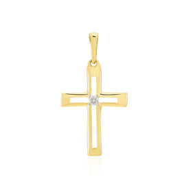 Kreuz Anhänger Gold 375 Zirkonia Diamant 0,02ct Maria - Kreuzanhänger  | OROVIVO