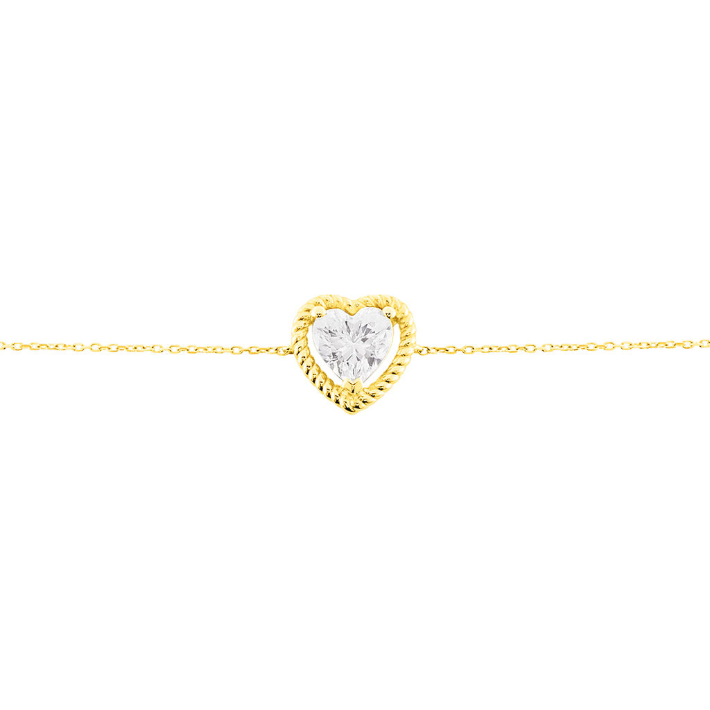 Bracelet Or Jaune Althea Forme Coeur Entourage Or Torsade 18.5cm - Spannringe Damen | OROVIVO