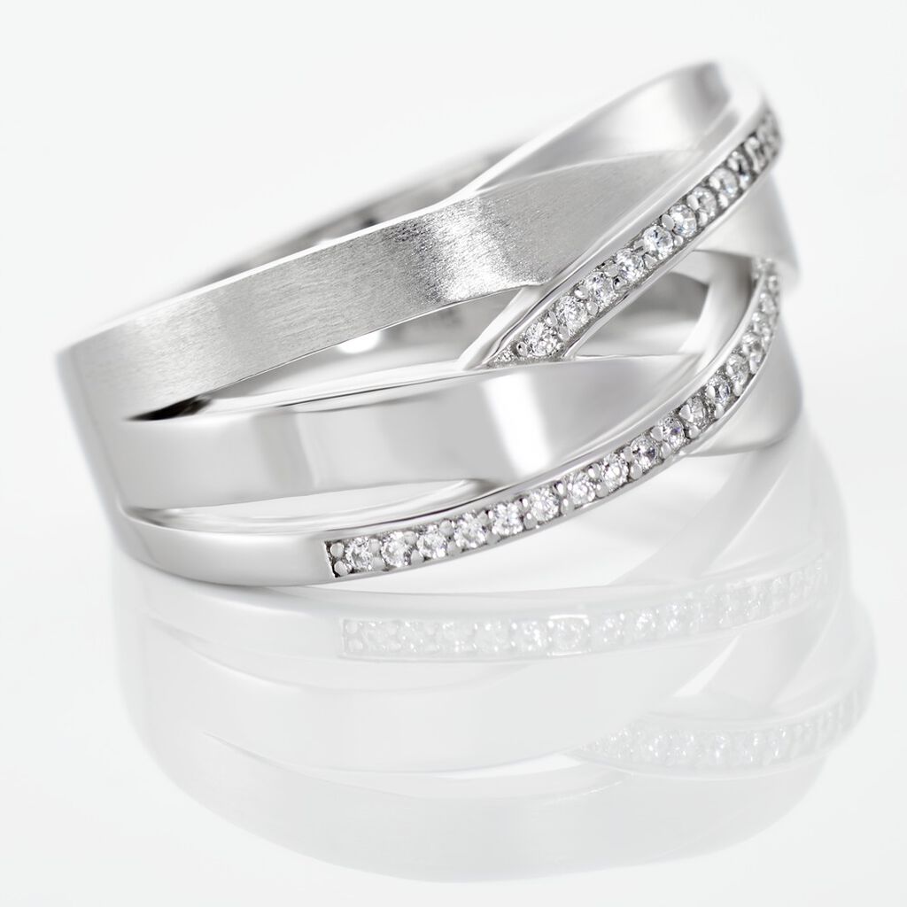 Damen Ring Silber 925 Zirkonia gekreuzt Breite 10mm Suna - Ringe mit Stein Damen | OROVIVO