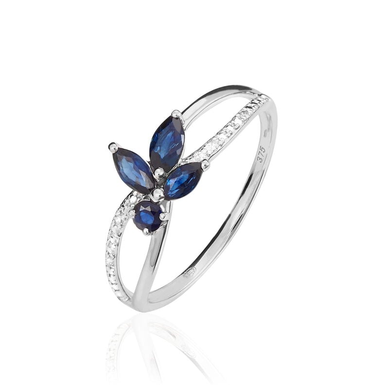 Bague Lupe Or Weiss Saphirs Et Diamants - Spannringe Damen | OROVIVO