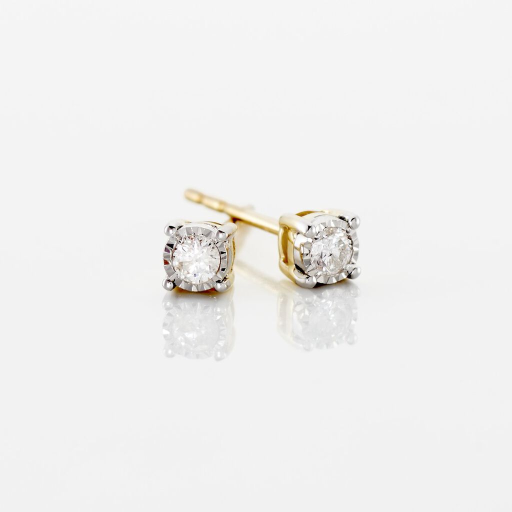 Damen Ohrstecker Gold 375 Diamant 0,08ct Viereck Illusion Pastille  - Ohrstecker Damen | OROVIVO