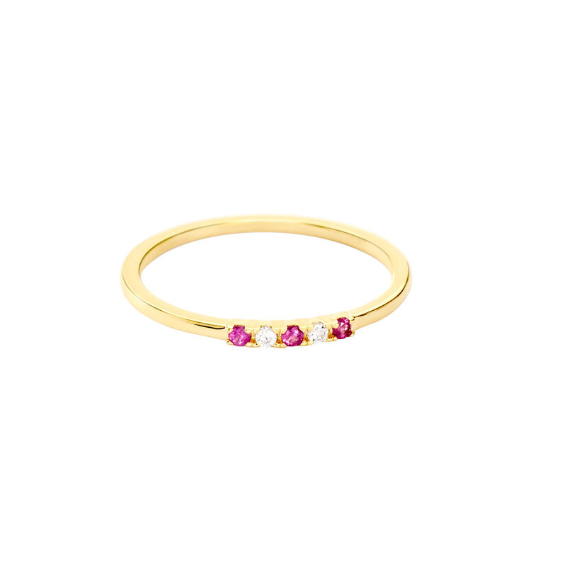 Damen Ring Gold 375 Rund Weiß Cinque Red - Ringe mit Stein Damen | OROVIVO