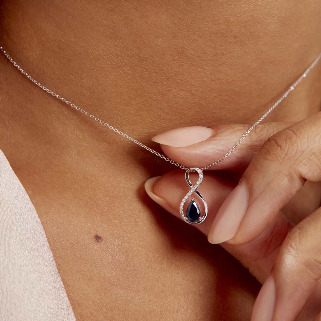 Collier Odessa Or Blanc Saphir Diamant - Spannringe Damen | OROVIVO