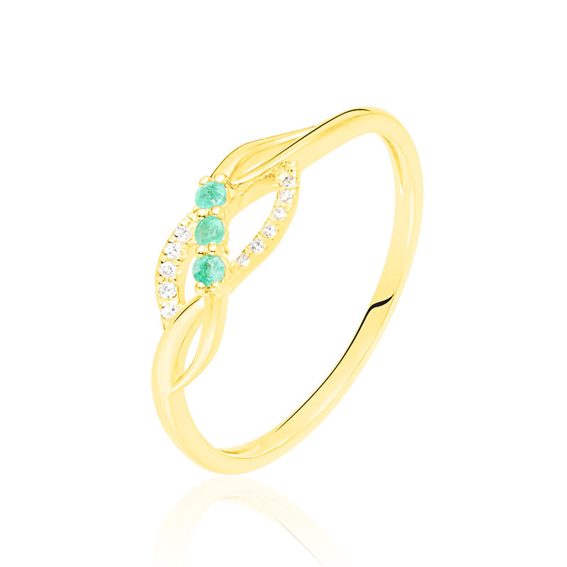 Bague Rosalyne Or Jaune Emeraude Et Diamant - Spannringe Damen | OROVIVO