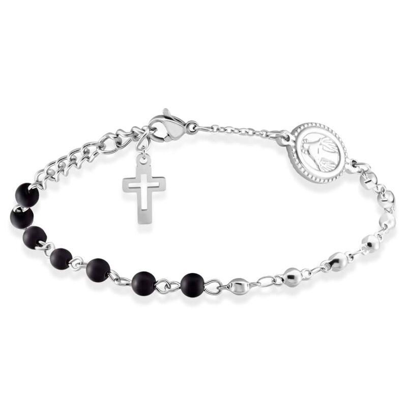 Bracciale Rosario Man Code Acciaio Onice - Spannringe Herren | OROVIVO