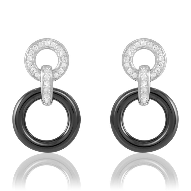Boucles D'oreilles Pendantes Besmala Argent Oxyde Et Céramique - Spannringe Damen | OROVIVO