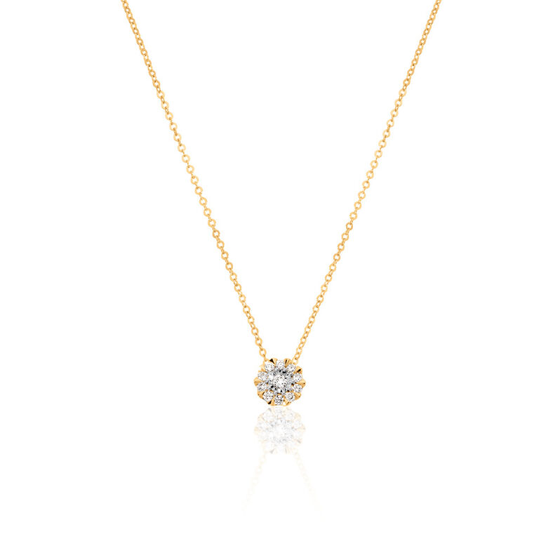 ALLYSON Damen Collier Gold Bicolor Gelb/Silber 585 (14 Karat) Diamant Wei&szlig; 0,040 ct Rosette - Halsketten Damen | OROVIVO