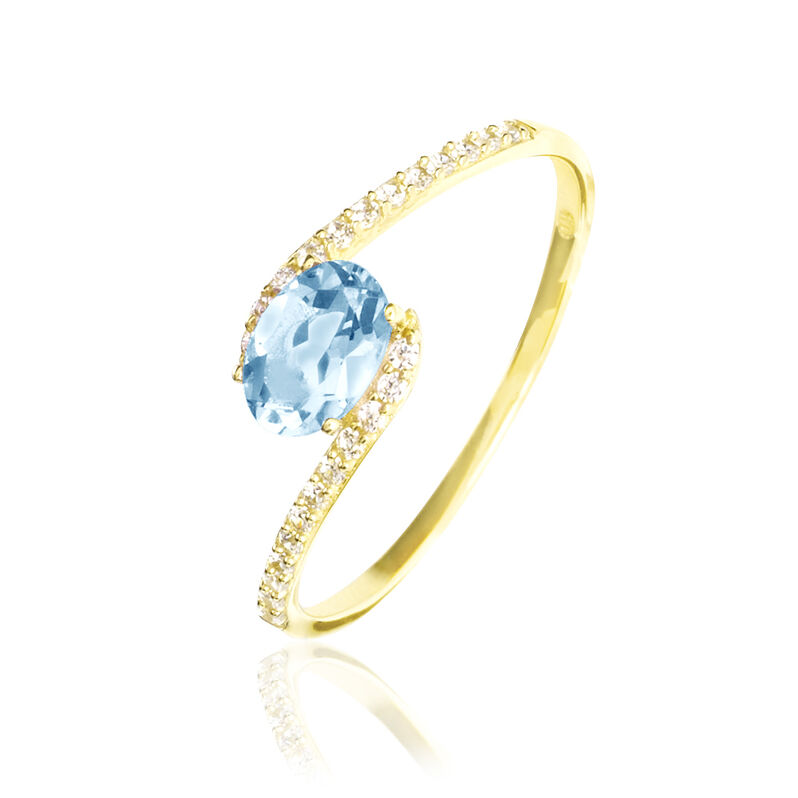 Bague Loriane Or Jaune Topaze Et Oxyde De Zirconium - Spannringe Damen | OROVIVO