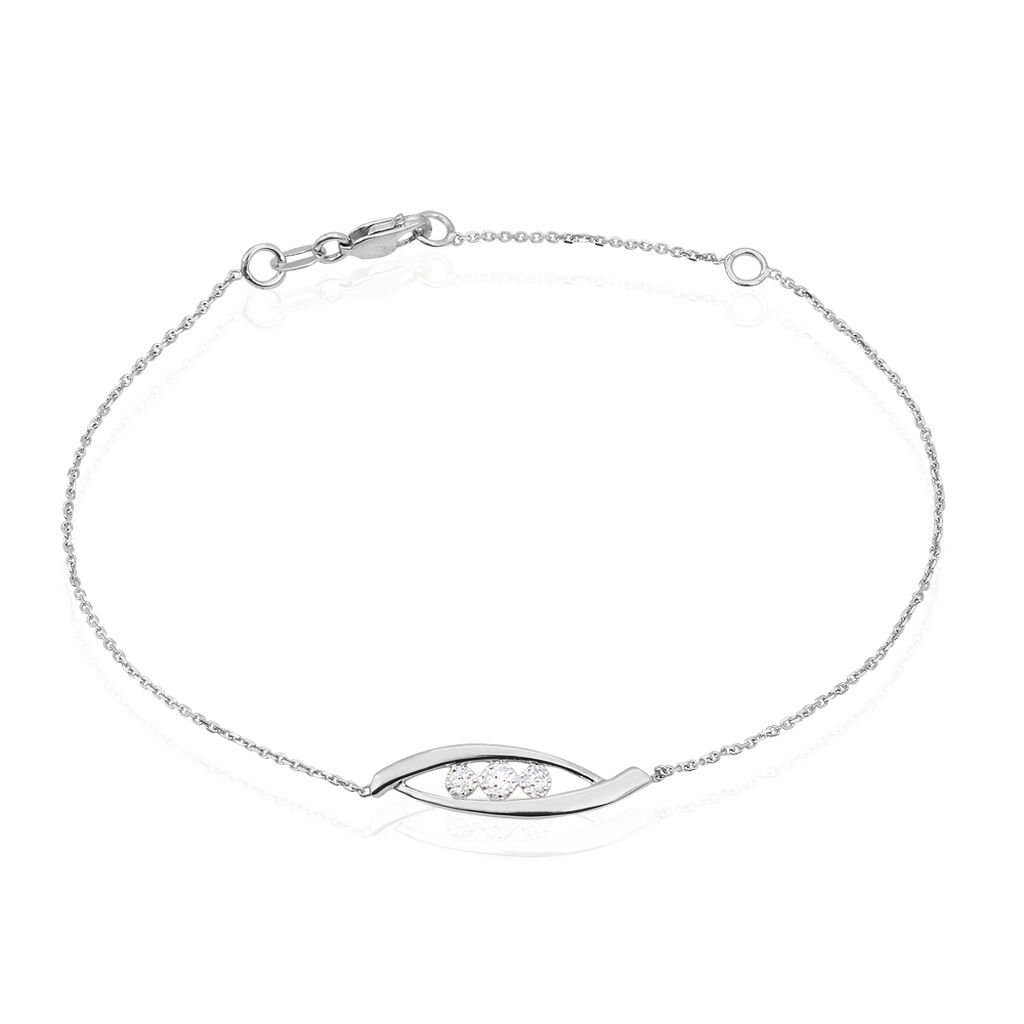 DELPHINE Damen Armband Weißgold 375 (9 Karat) Diamant Weiß 0,03 ct Oval, Armband mit Stein