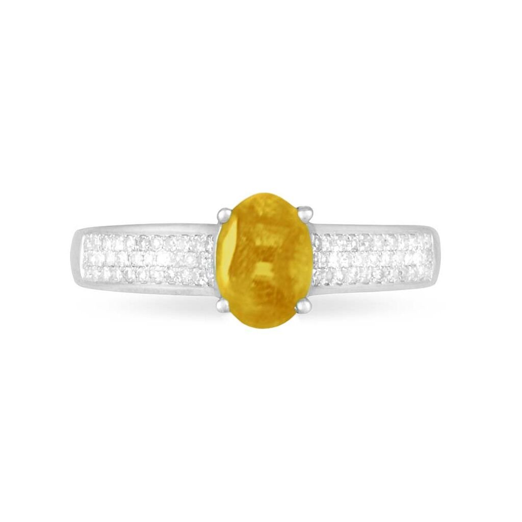 Bague Crista Or Blanc Citrine Et Diamant - Spannringe Damen | OROVIVO