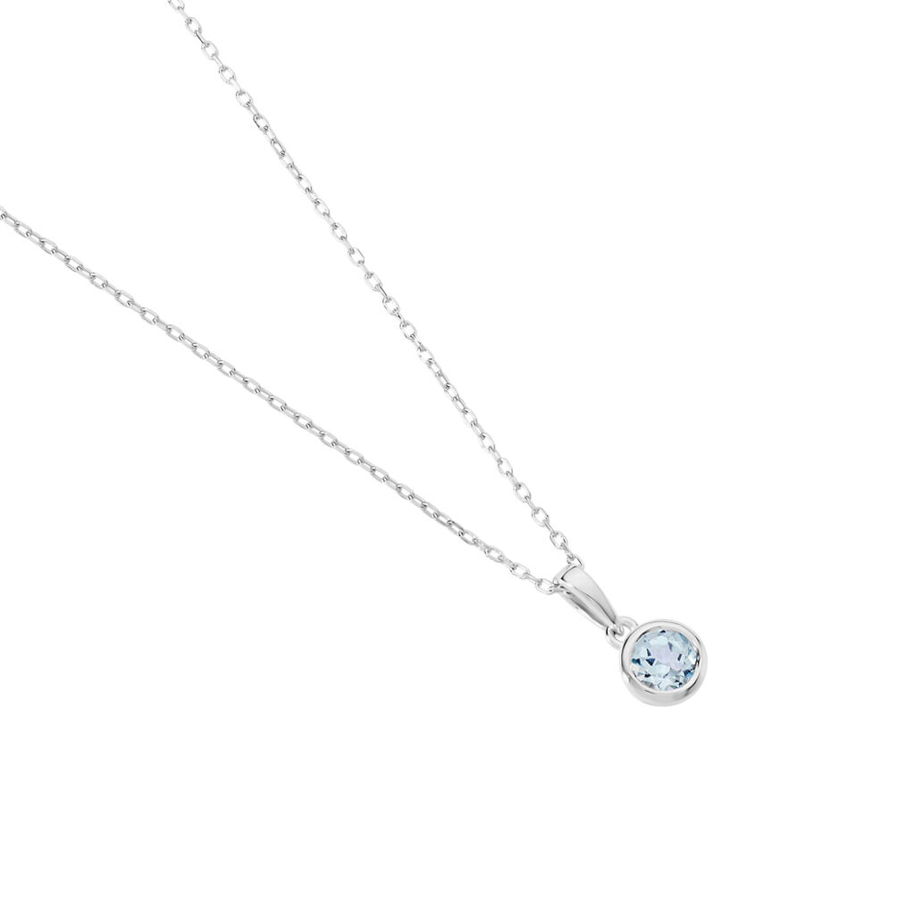 SANNI Damen Collier Wei&szlig;gold 585 (14 Karat) Topas Blau 0,4 ct