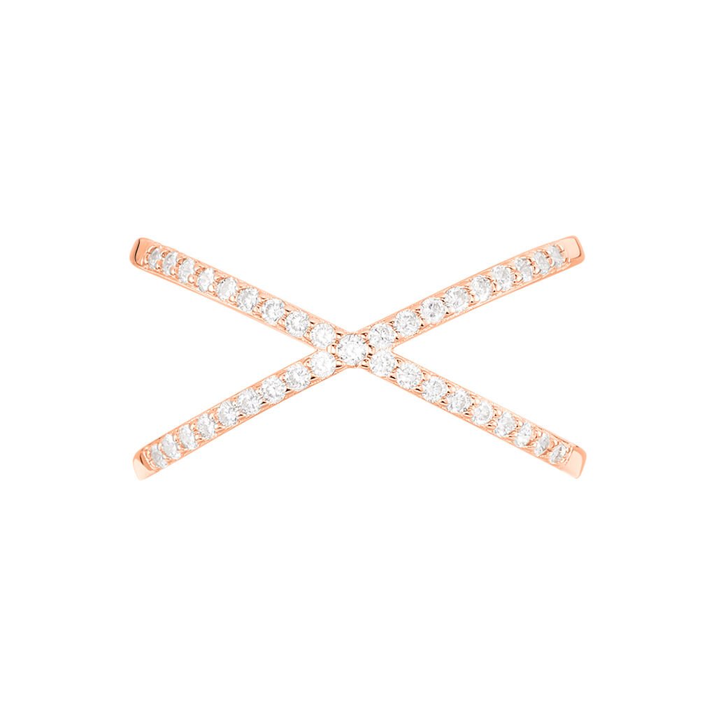 TINY TREASURES 2 Damen Ring Silber rosevergoldet 925 Zirkonia Wei&szlig; 0,66 ct